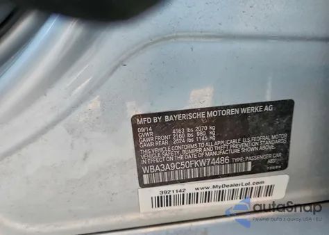 2015 BMW 335 I from USA, damaged, VIN WBA3A9C50FKW74486